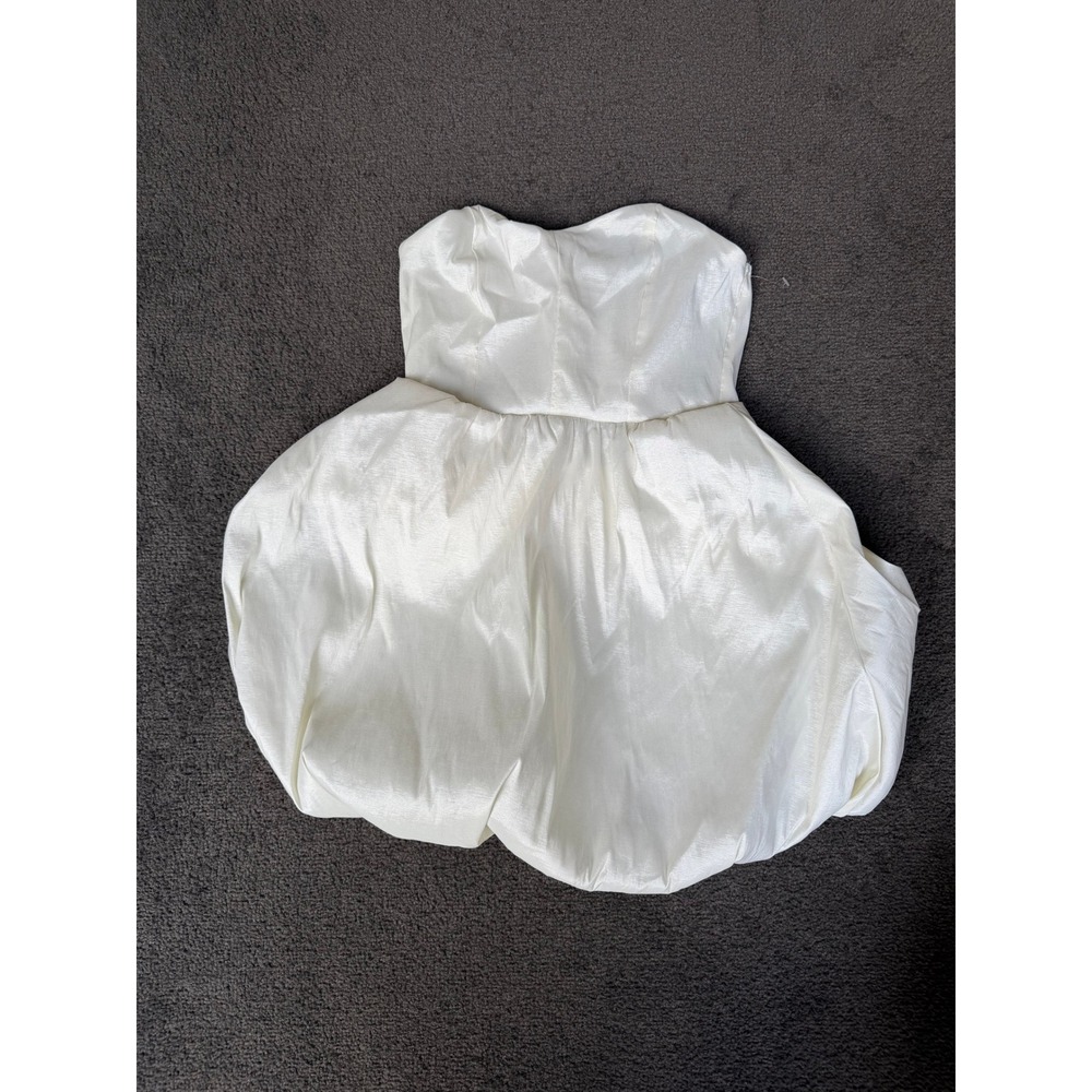 Altar'd State White Strapless Bubble Hem Mini Dress Sweetheart Smocked Medium